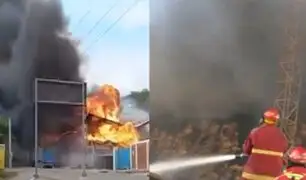Jaén: incendio de grandes proporciones arrasó con fábrica de ladrillos