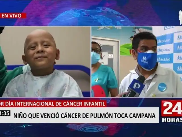 Niño que venció cáncer de pulmón toca la campana de la victoria