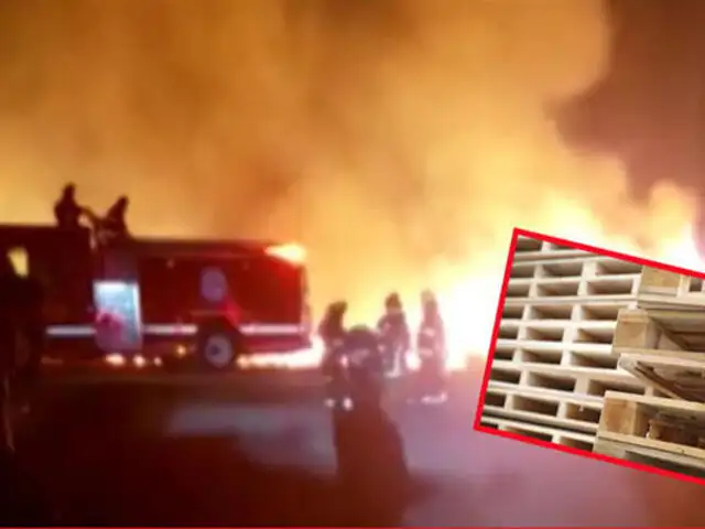 Incendio de grandes proporciones reduce a cenizas un almacén de parihuelas en Lurín