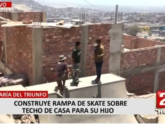 VMT: Padre e hijo construyen rampa de skate en el techo de su vivienda