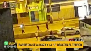 Ate: Barristas de la 'U' y Alianza se enfrentaron con piedras y disparos en la Av. Nicolás Ayllón