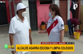 Chimbote: alcalde realiza jornada de limpieza en colegios antes del reinicio de clases