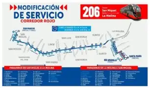 ATU: servicio 206 del Corredor Rojo modifica su ruta en Lima Este para beneficio de usuarios