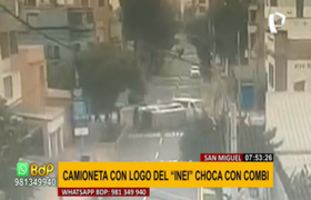 San Miguel: camioneta que llevaba logo del INEI impacta violentamente con una combi