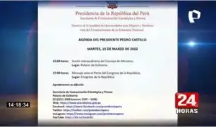 Pedro Castillo: Conozca la agenda del presidente previo a su mensaje ante el Congreso