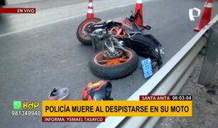 Santa Anita: Policía muere tras despistaje de moto