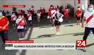 ¡Amor a la "bicolor"!: Escolares hicieron show artístico por la selección peruana