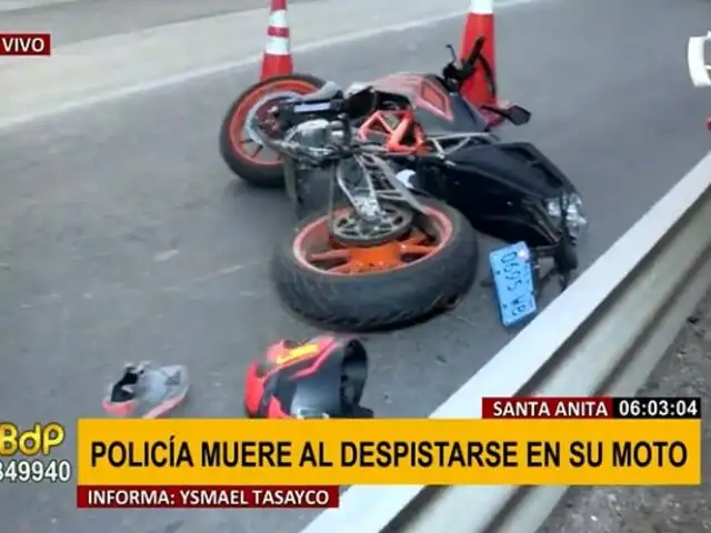 Santa Anita: Policía muere tras despistaje de moto