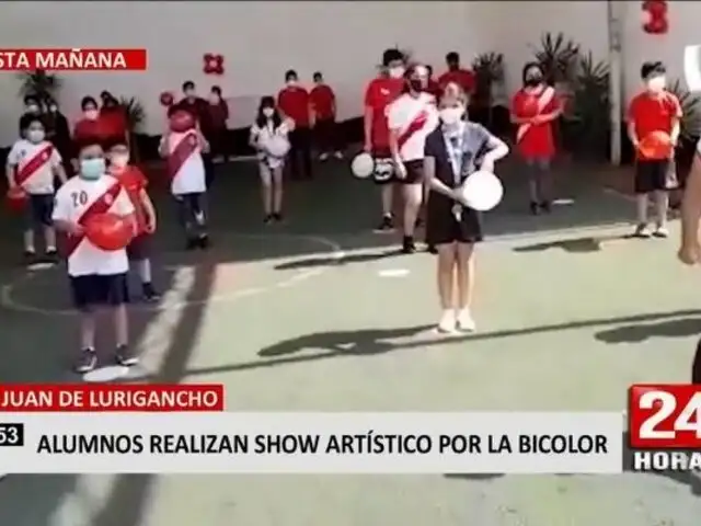 ¡Amor a la "bicolor"!: Escolares hicieron show artístico por la selección peruana