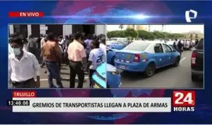 Trujillo: Gremios de transportistas protestaron en plaza de armas