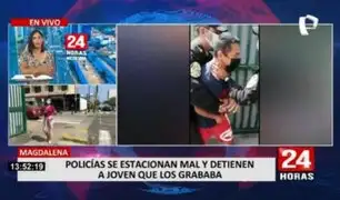 ¡El colmo!: Policías se estacionan mal e intervienen a joven que los increpó