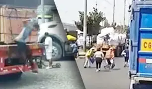Roban camiones y tráilers en movimiento cerca de terminal portuario del Callao