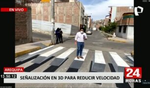 Arequipa: Colocan cruce peatonal en 3D para que vehículos reduzcan su velocidad