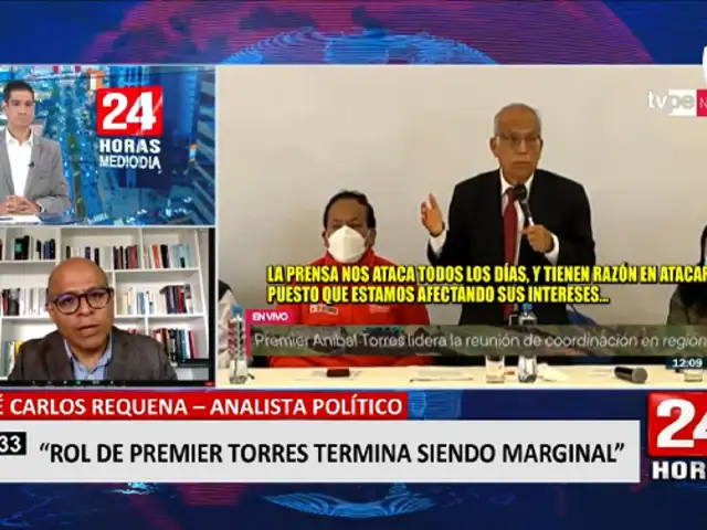 José Carlos Requena sobre Aníbal Torres: “El rol del premier termina siendo marginal”