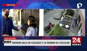 Los Olivos: Delincuente en moto roba celular a escolar cuando salía de clases