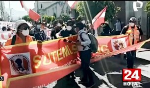 Las Bambas: trabajadores marcharon simultáneamente en Cusco y Arequipa