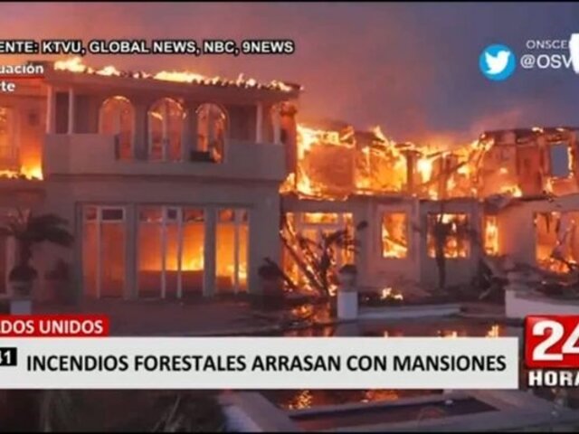 Estados Unidos:  Incendios forestales arrasan con mansiones en California
