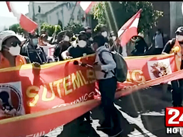 Las Bambas: trabajadores marcharon simultáneamente en Cusco y Arequipa