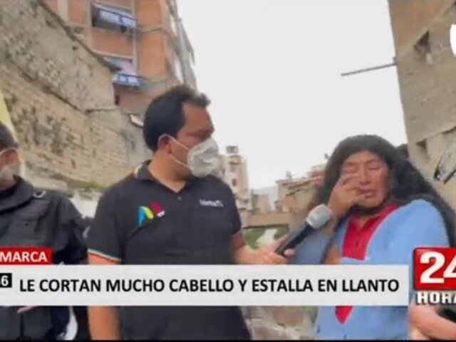 Cajamarca: Mujer rompe en llanto porque extranjera le cortó  su cabello