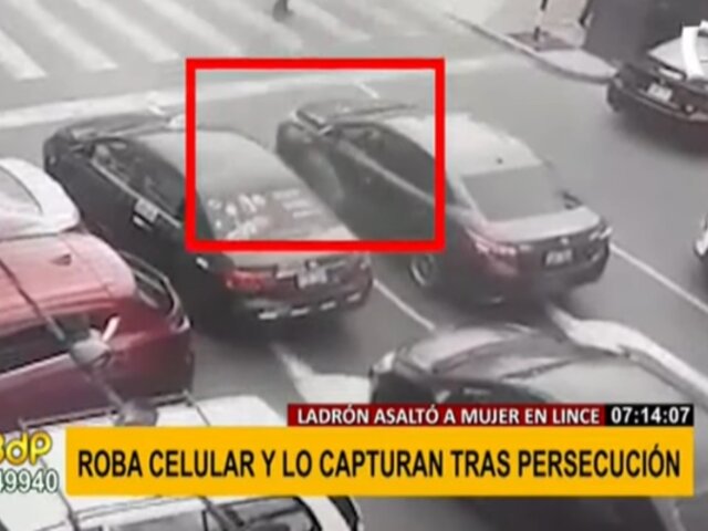 Robo en la Av. Arequipa: tras persecución, capturan a ladrón que le arrebató celular a mujer