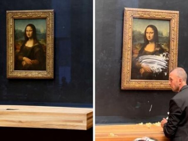 Le lanzó un pastel: cuadro de la ‘Mona Lisa’ es atacado por sujeto en una silla de ruedas