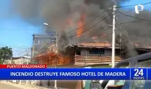 Puerto Maldonado: Voraz incendio consume hotel de madera