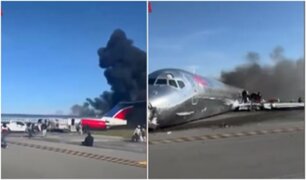 Avión con 126 pasajeros a bordo se incendia al aterrizar en aeropuerto de Miami