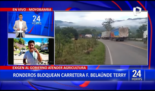 Moyobamba: agricultores bloquean carretera en protesta contra gobierno