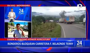 Moyobamba: agricultores bloquean carretera en protesta contra gobierno