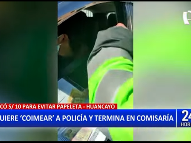 Huancayo: Captan a chofer ofreciendo coima a policía para no ser multado