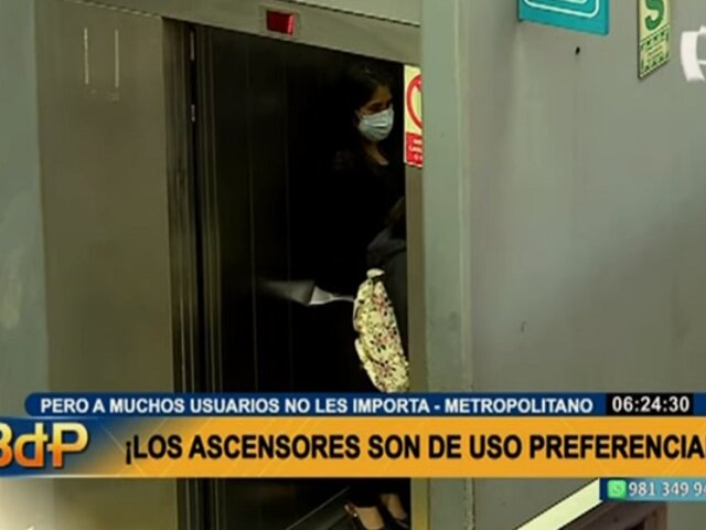 Metropolitano: Usuarios hacen uso indiscriminado del ascensor preferencial
