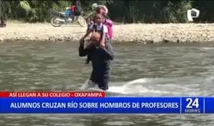 Oxapampa: Profesores y alumnos arriesgan sus vidas cruzando río