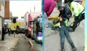 Irresponsable motociclista atropella a mujer policía tras invadir ciclovía