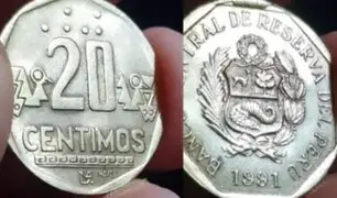 Monedas de 20 céntimos del año 1991 podrían llegar a costar S/50