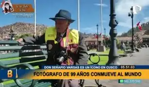 Serapio Vargas, el fotógrafo de 99 años que capta momentos a turistas en la Plaza de Cusco