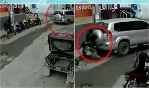 Cajamarca: conductor no usó freno de mano al estacionar su camioneta y casi mata a mujer