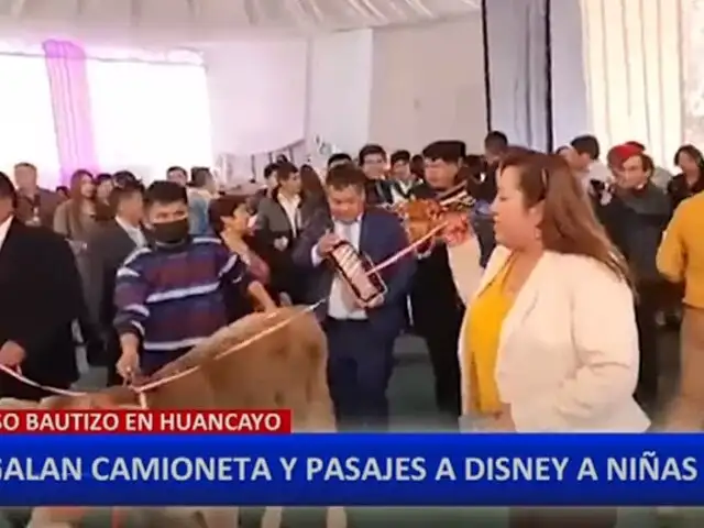 Lujoso bautizo en Huancayo: Regalan camioneta, pasajes a Disney y joyas