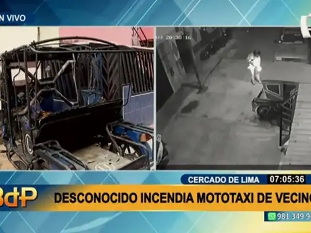 Acto de vandalismo en Cercado de Lima: Desconocido quemó mototaxi de vecino