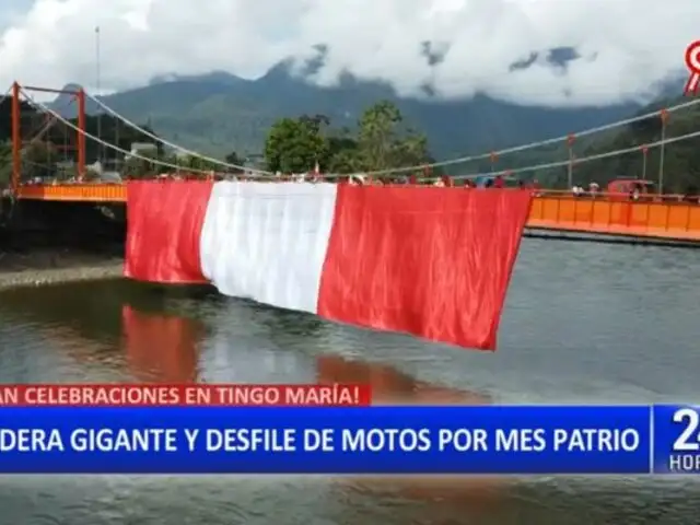 Tingo María: ¡Arriba Perú! Colocan bandera gigante en Puente Huallaga