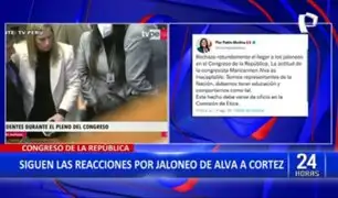 Congresistas se pronuncian sobre jaloneo de Maricarmen Alva a Isabel Cortez
