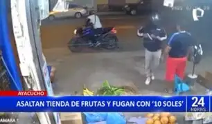 Ayacucho: Delincuentes en moto asaltan tienda de frutas y fugan con 10 soles