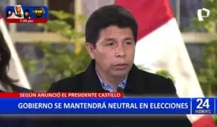 Pedro Castillo sobre elecciones en octubre: "Mi gobierno mantendrá neutralidad e imparcialidad"