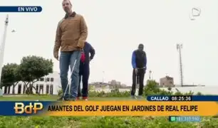 Divertido deporte: Vecinos del Callao se reúnen a jugar golf en los jardines del Real Felipe