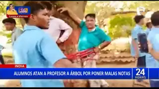 India: Alumnos amarran a profesores a un árbol como castigo por ponerles malas notas