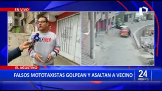 El Agustino: Cámaras de seguridad captan a falsos mototaxistas golpeando y asaltando a sujeto