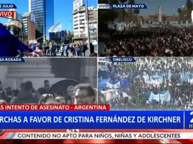 Cristina Fernández: Realizan marchas a favor de vicepresidenta tras intento de asesinato