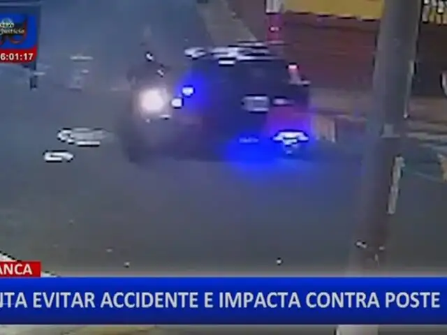 Barranca: motociclista impacta con poste de luz tras intentar esquivar a mototaxi