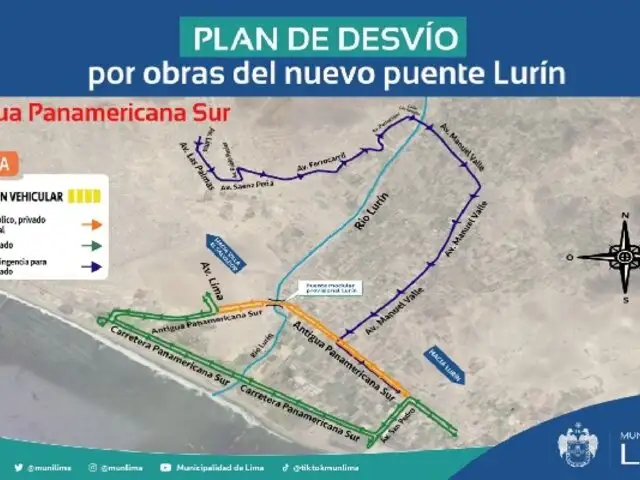 ¡Atención conductores!  Conoce el plan de desvío por obras del nuevo puente Lurín