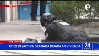 Los Olivos: Agentes del Udex desactiva granada que dejaron en vivienda