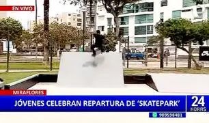 Jóvenes celebran reapertura de ‘skatepark’ en Miraflores